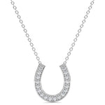 14k Horse-Shoe Solid Gold Diamond Pendant Necklace (0.36.ct.tw)