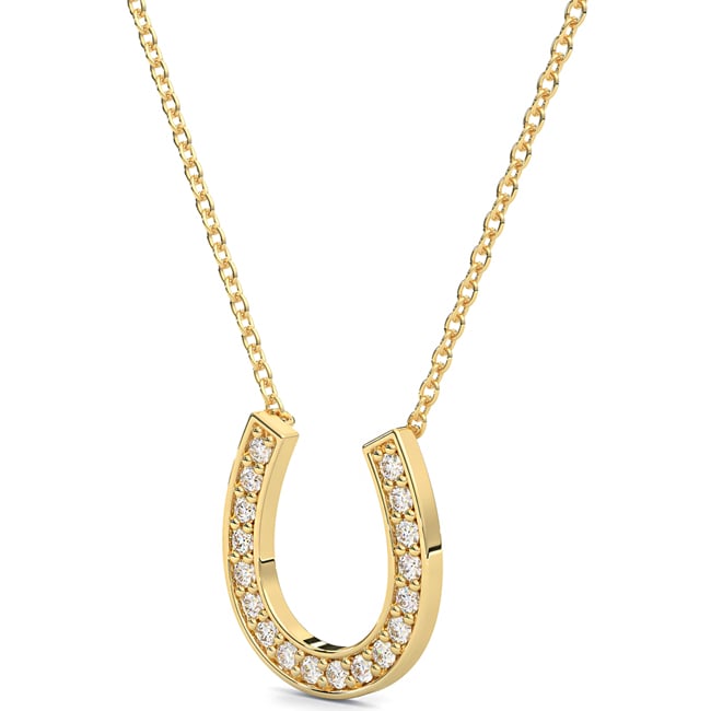 14k Yellow Horse-Shoe Lab-Created Diamond Pendant Necklace (0.36.ct.tw)