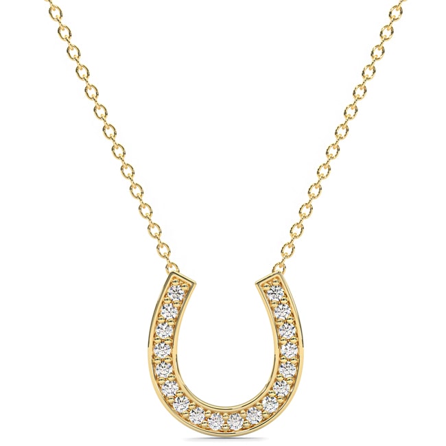 14k Yellow Horse-Shoe Lab-Created Diamond Pendant Necklace (0.36.ct.tw)