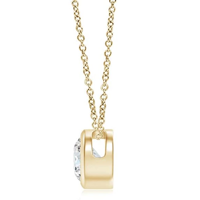 14k Yelliw Gold C.V.D Round Diamond Solitaire Necklace (0.50.ct.tw)