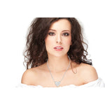 Silver Diamond Mini Heart-Shaped Necklace On Woman Neck (0.02.ct.tw)