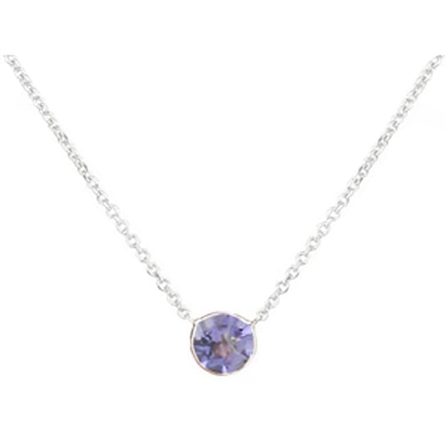 14k Solid Gold Round Iolite Solitaire Necklace (1.10.cts.tw)