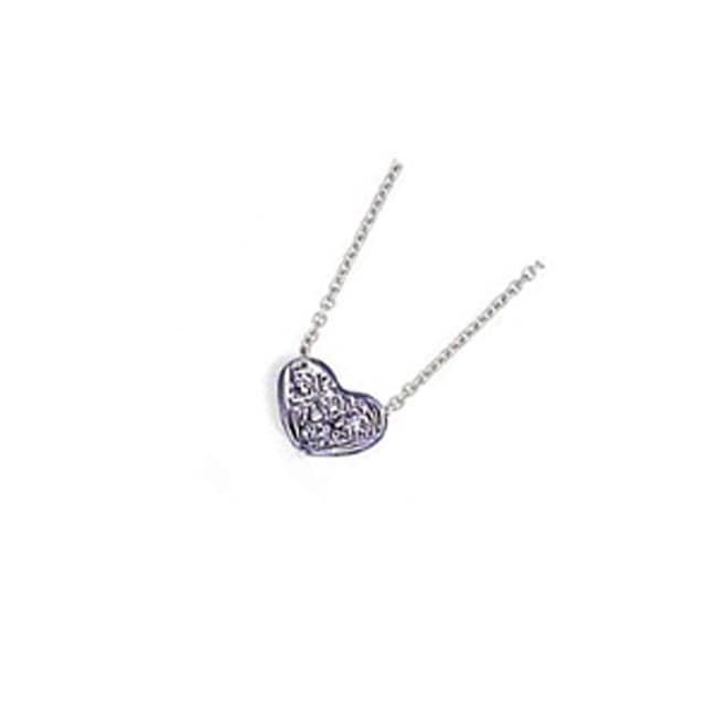 14k Solid Gold Diamond Heart-Shaped Necklace (0.04.ct.tw)