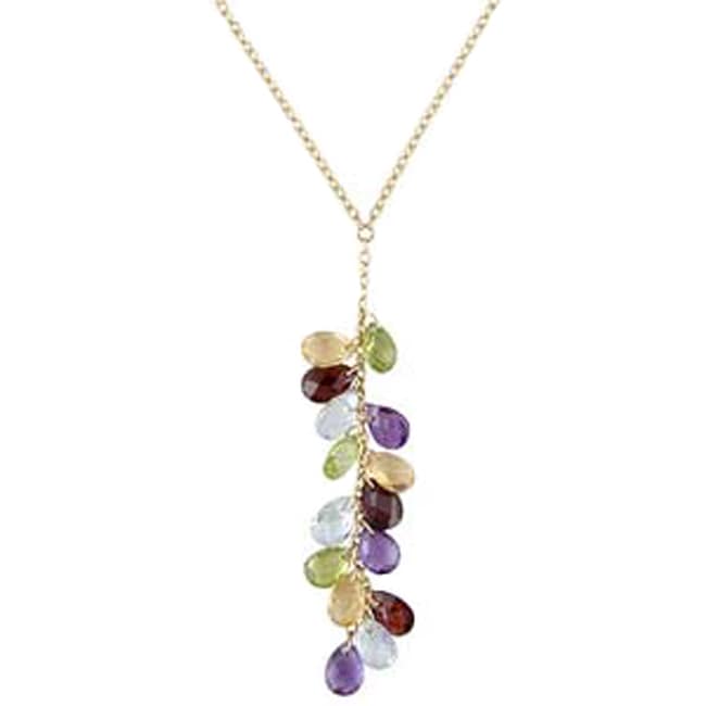 14k Solid Gold Lariat Stone Briolette Necklace (36.45.cts.tw)