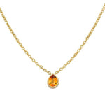14k Solid Gold Tear-Drop Citrine Solitaire Necklace (1.0.ct.tw)