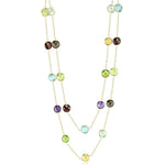 14k Checkerboard Fancy Rose-Cut Gemstone By The Yard Necklace (32.0.cts.tw)