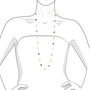 14k Checkerboard Fancy Rose-Cut Gemstone By The Yard Necklace On Neck (32.0.cts.tw)
