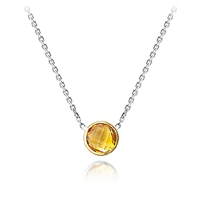 Sterling Silver Gold Checker Board Citrine Necklace (1.0.ct.tw)