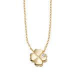 14k Gold Four Clover Shamrock Diamond Necklace (0.05.ct.tw)