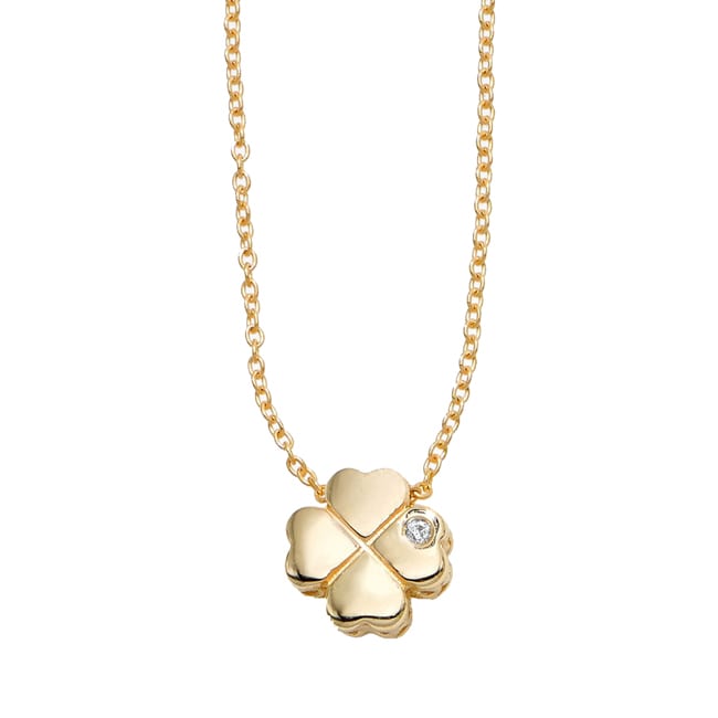 14k Gold Four Clover Shamrock Diamond Necklace (0.05.ct.tw)