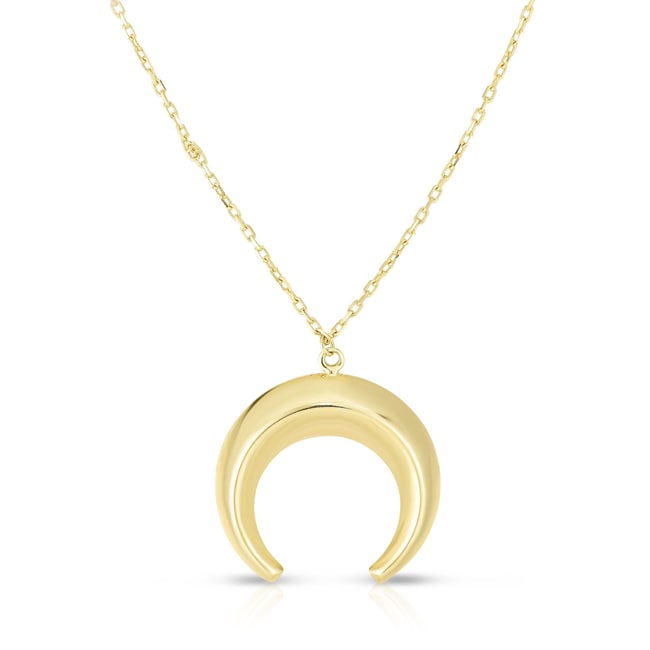 14k Yellow Gold Dome Horse-Shoe pendant Necklace (3.2.gr.tw)