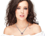 14k Gold Ruby Donut Diamond Gallery Back Necklace On Woman Neck (0.46.ct.tw)