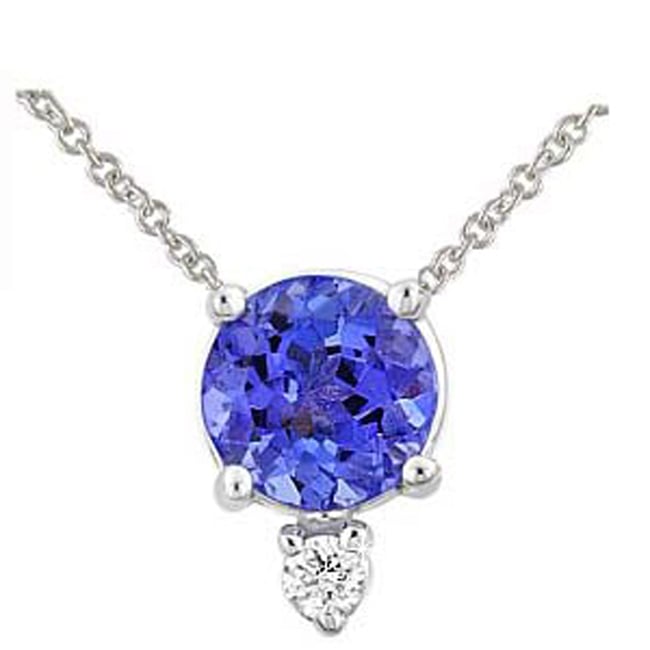 14k Gold Round Triple-A Tanzanite Diamond Necklace (0.70.ct.tw)