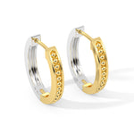 14k Solid Gold Oval Two-Tone Caviar Huggie Earrings (6.3.gr.tw)
