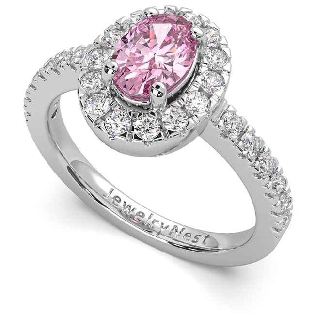 14k Gold Oval Pink Sapphire Diamond Ring (1.27.cts.tw)