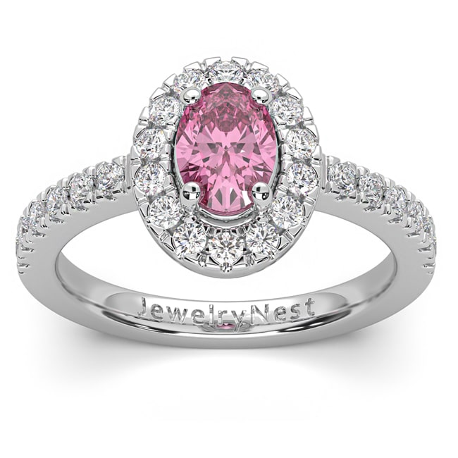 14k Gold Oval Pink Sapphire Diamond Ring (1.27.cts.tw)