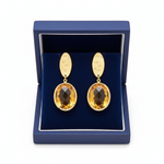 Orange Citrine Earrings in Royal Blue Box