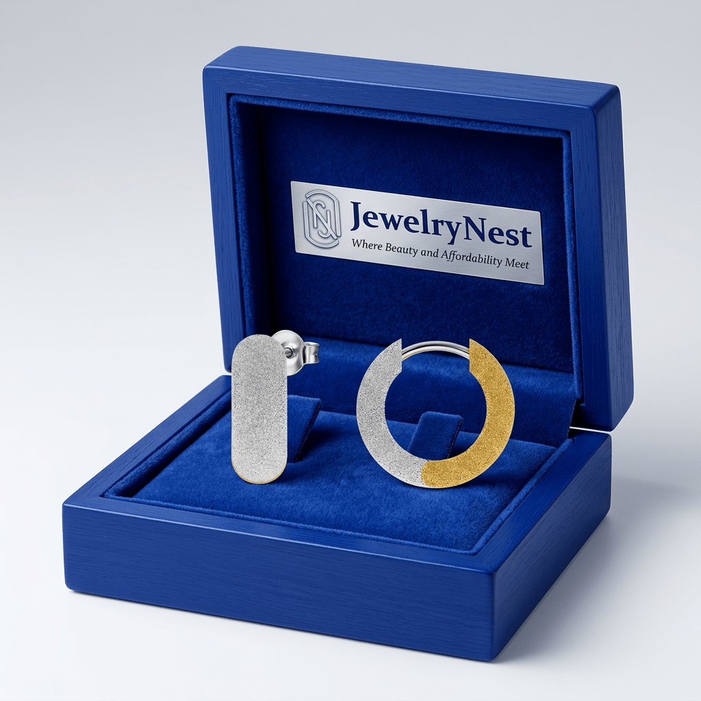 18k Solid Gold Round Two-Tone Sparkle Cuddliest Huggie Earring (4.78.gr.tw) - JewelryNest LLC