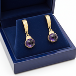 Oval Amethyst Earrings in Royal Blue Box