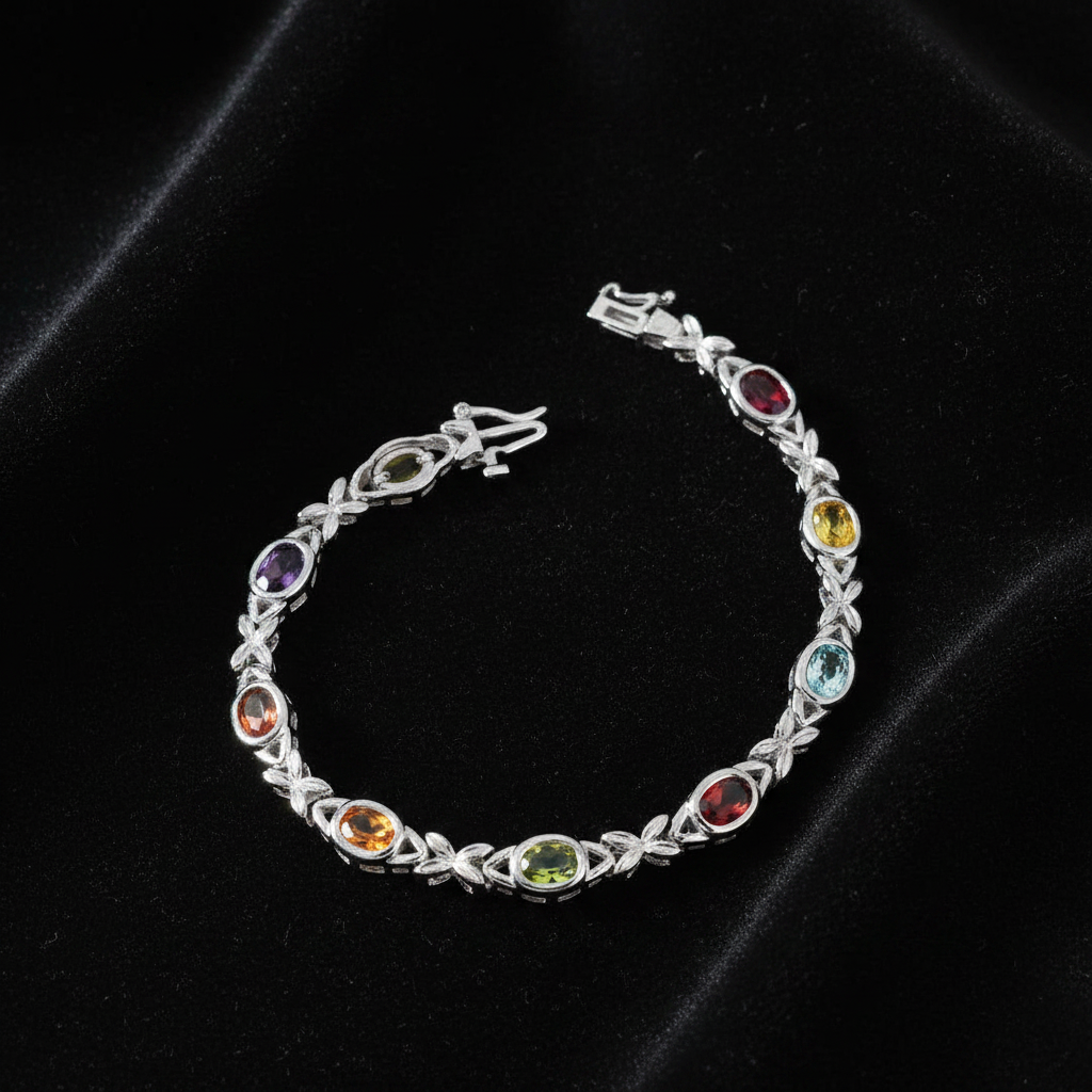 Oval Gemstone Bracelet - Flat Lay