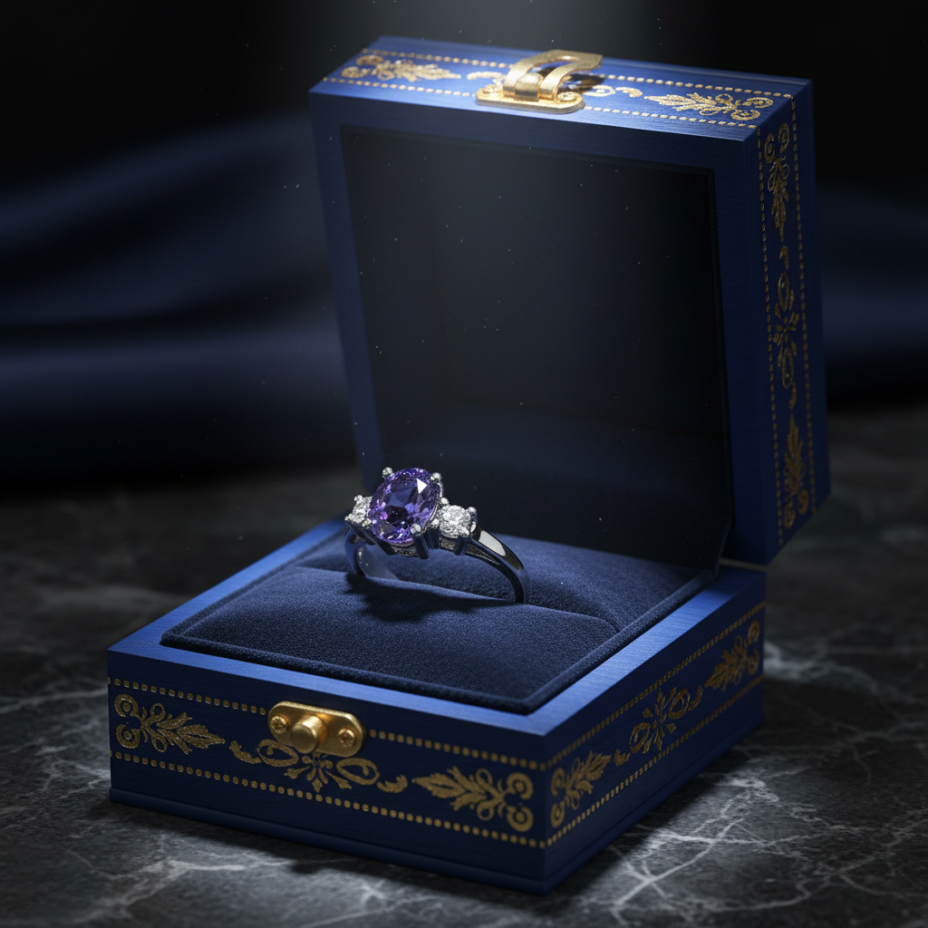 14k gold oval tanzanite and diamond fashion ring in a gift box, featuring 1.32 cts tw tanzanite and sparkling diamonds.