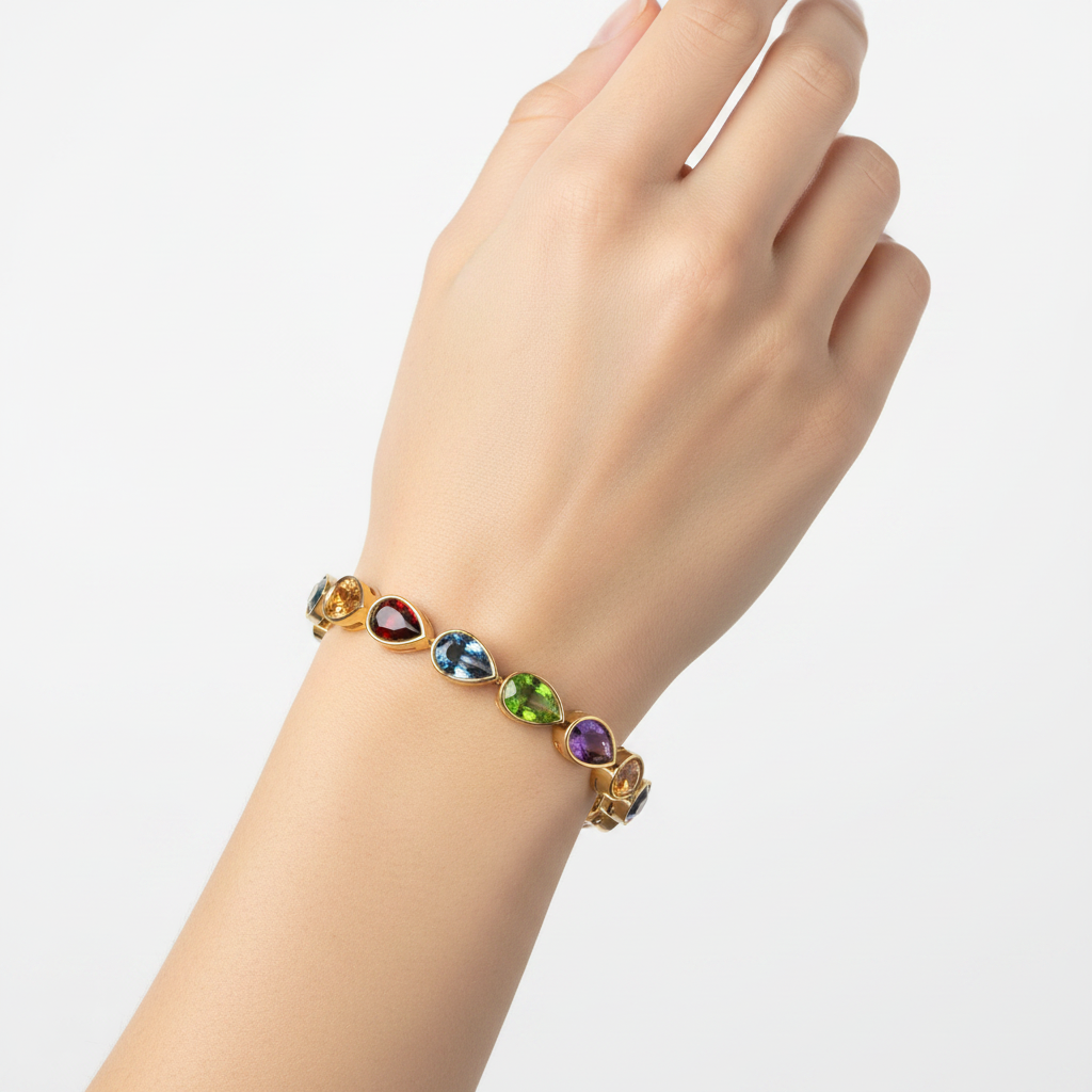 Pear-Shape Gemstone Bracelet on model