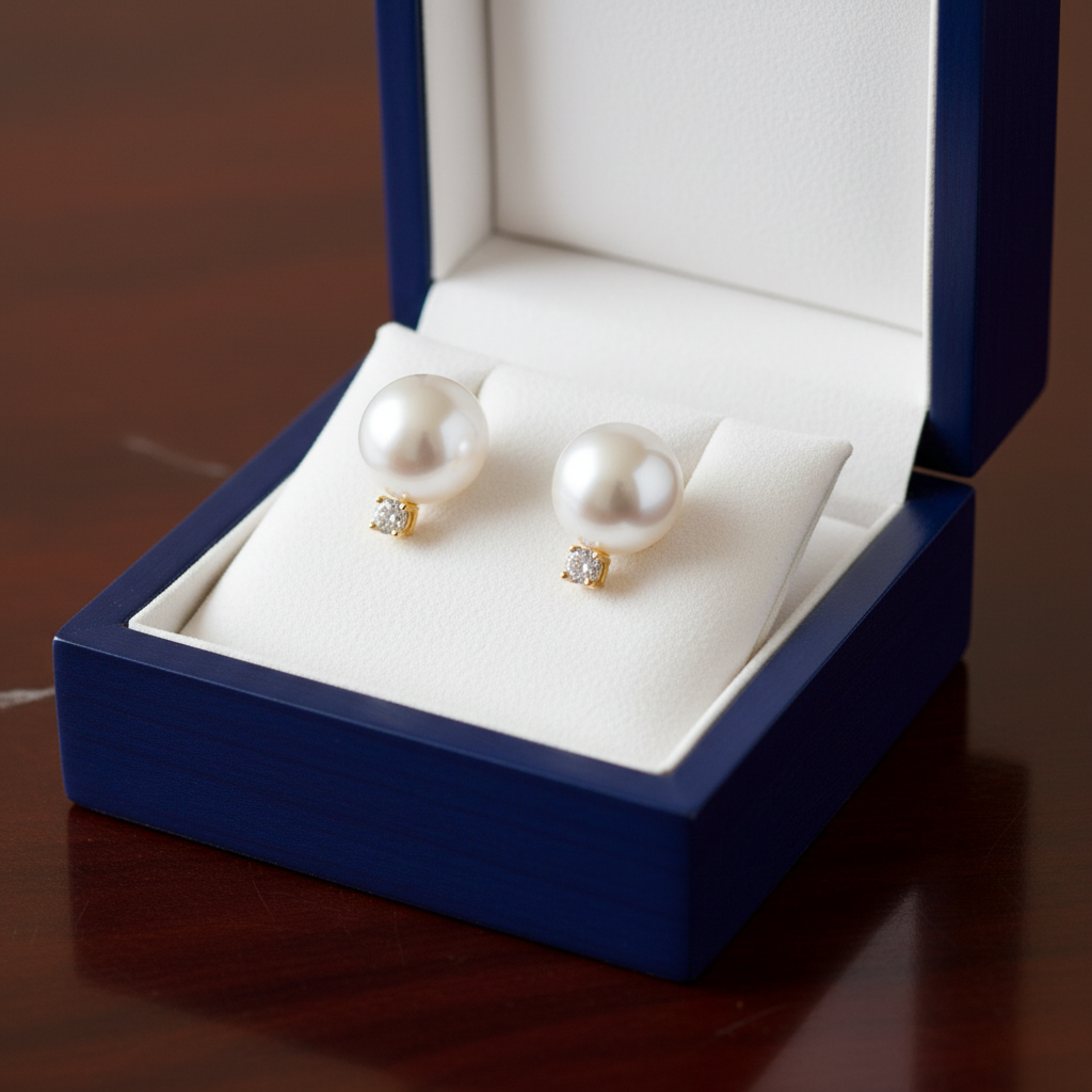 Pearl Diamond Drop 0.20 - Jewelry Box