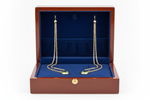 Peridot Threader Chain Earrings in Wooden Royal Blue Box