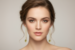 Peridot Threader Chain Earrings on Model