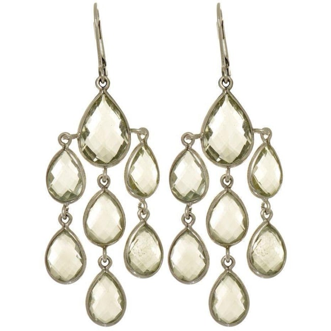 Silver Green Amethyst Chandelier Drop Earrings (27.0.cts.tw)