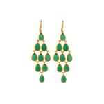 Sterling Silver Green Onyx Chandelier Earrings (17.0.cts.tw)
