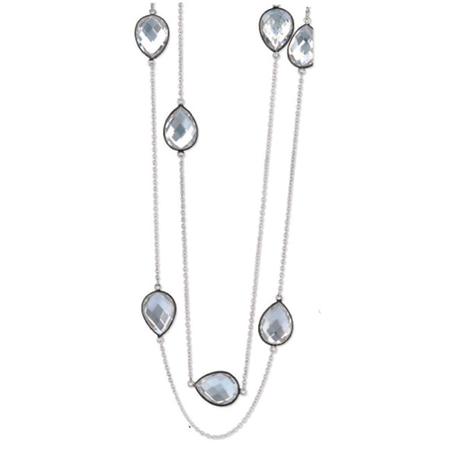 Black Rhodium Silver Rock Crystal Necklace (25.0.cts.tw)