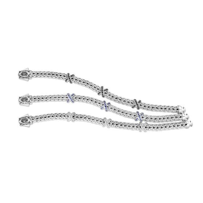 Sterling Silver Woven X Blue Sapphire Bracelet (0.84 ct.tw)