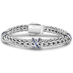 Sterling Silver Woven X Blue Sapphire Bracelet (0.84 ct.tw)