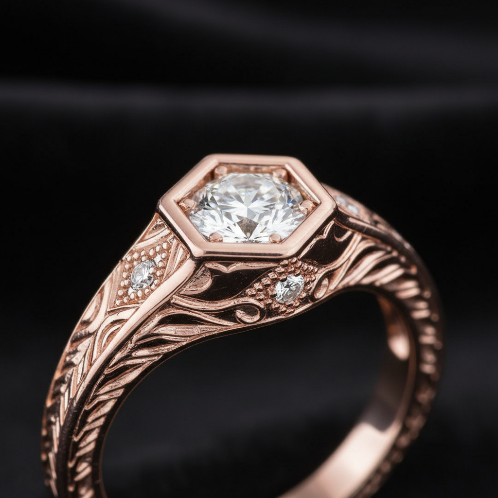 Pink Vintage Ring - Close Up