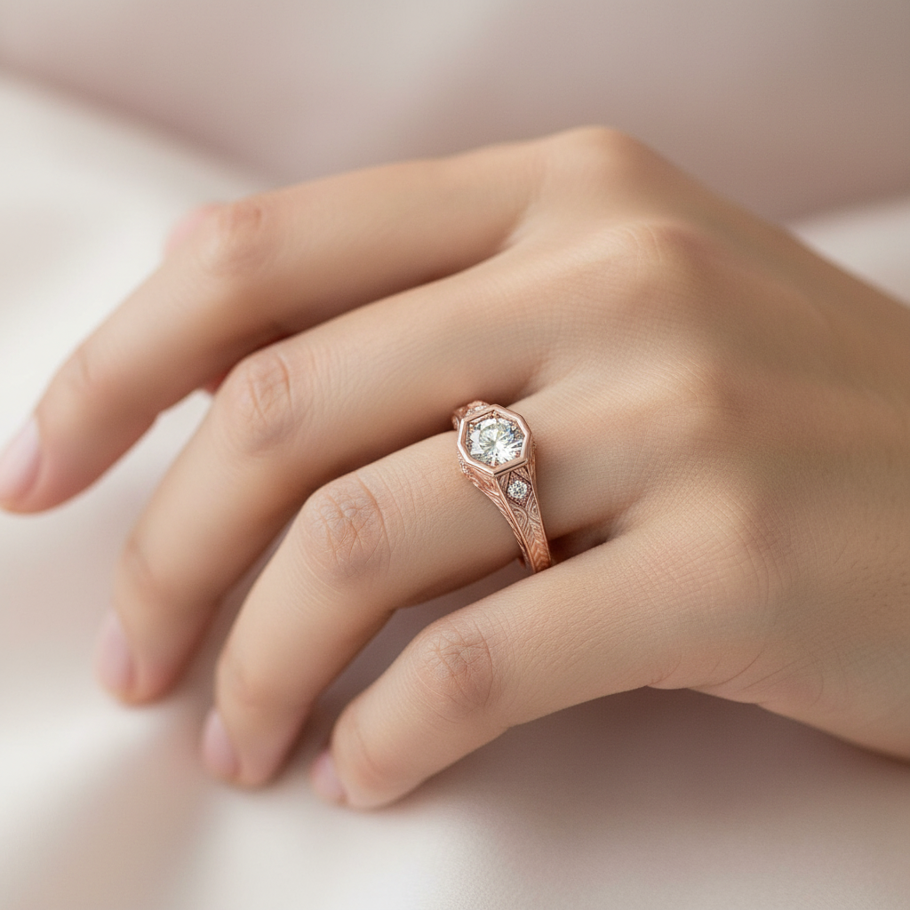 Pink Vintage Ring - On Model