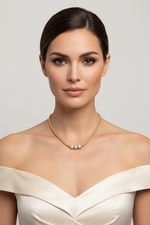 Popcorn Diamond Barrel Necklace – Full Face Model Shot