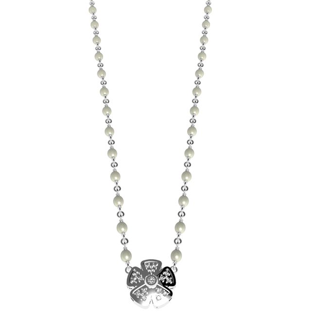 14k Gold Diamond Small Daisy Pearls Necklace (8.23.ct.tw)