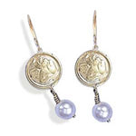 14k Yellow Gold Mini Angel Potato Pearl Dangle Earrings (2.7 gr.tw)
