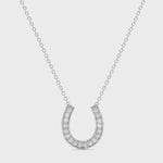 14k Horse-Shoe Solid Gold Diamond Pendant Necklace Video