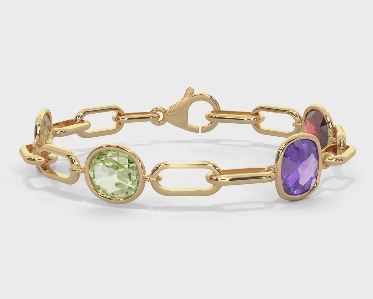 14k Solid Gold Multi-Gemstones Bracelet  Video