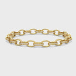 14k Yellow Solid Gold Diamonds Oval Link Bracelet  Video