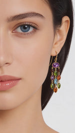 14K Yellow Semi-Precious Chandelier Dangle Earrings Video