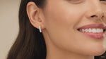 14k Round Lab Grown Diamond Huggie Earring Model talking video