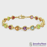 14K Yellow gold Bezel heart shaped Gemstones Bracelet Video