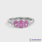 14k Gold Oval Pink Sapphire Diamond Ring Video