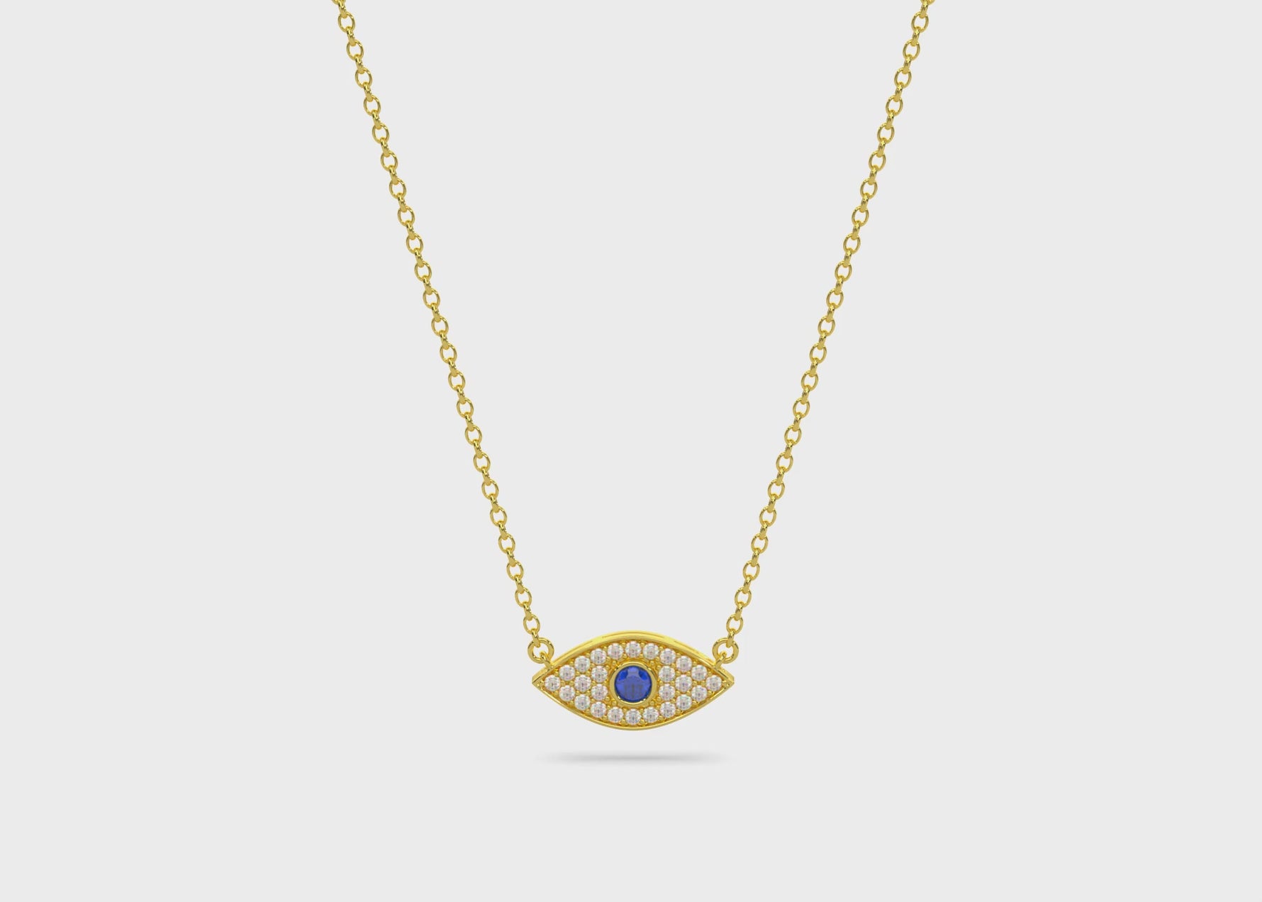 14k Yellow Gold Evil Eye Sapphire Diamond Necklace Video