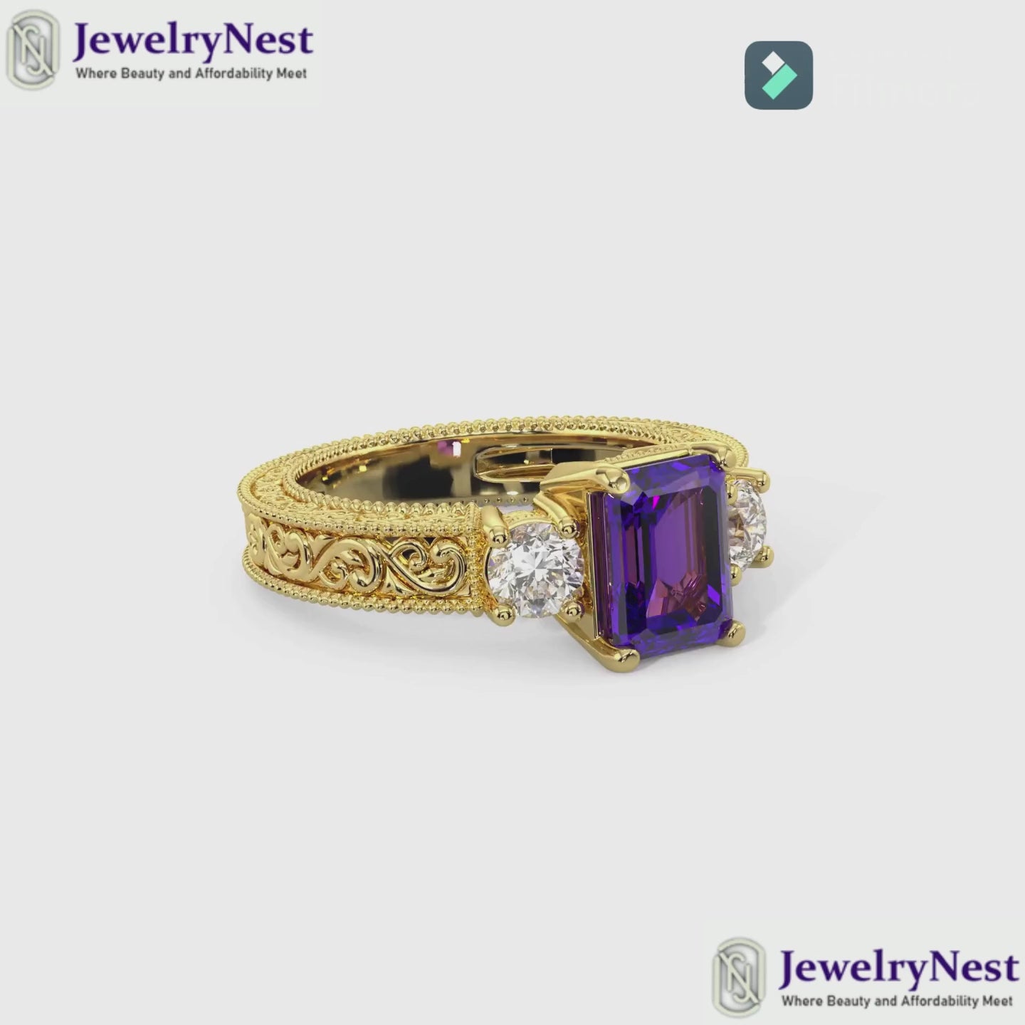 14k Gold Octagon Tanzanite Diamond Ring  Video