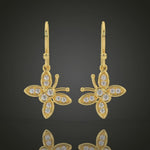14k Gold Diamond Dangle Mini Butterfly Earrings Video