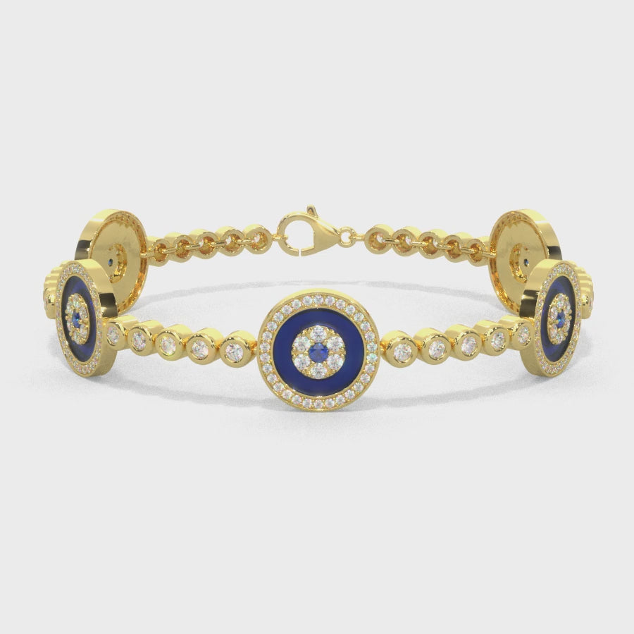 14k Gold Sapphire Diamond Evil Eye Bracelet video